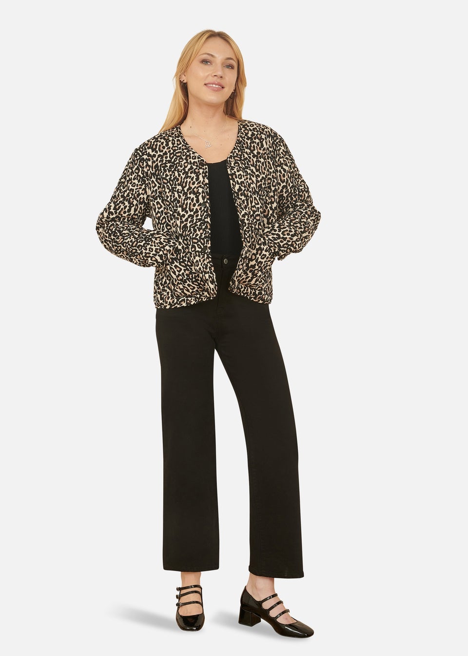 Yumi Brown Leopard Print Boxy Jacket