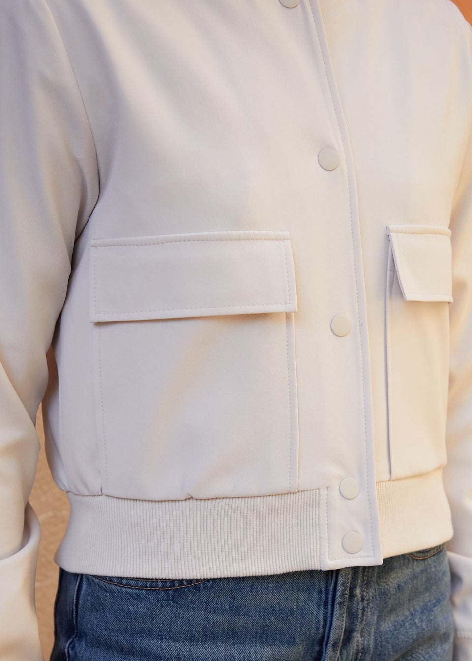 Threadbare Natural Patch Pocket Utility Bomber Jacket