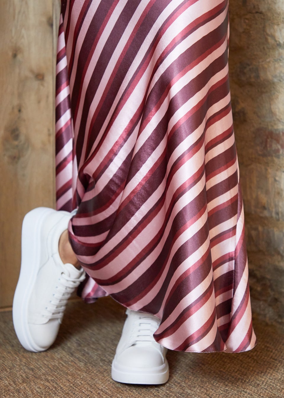 Threadbare Burgundy Satin Maxi Slip Skirt