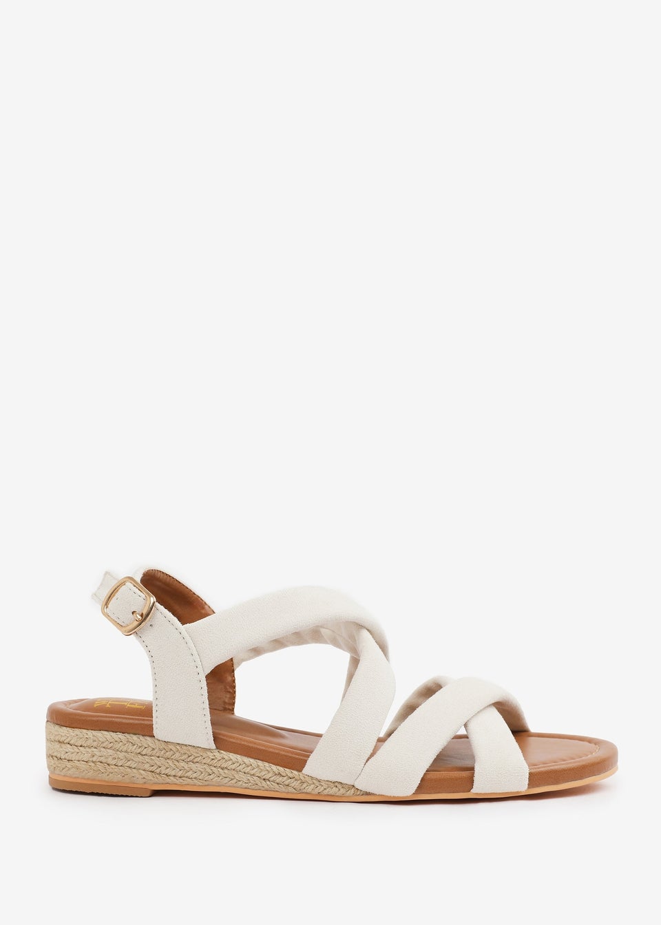 Where's That From Wide-Fit Cream Suede Violet Low Wedge Shoes