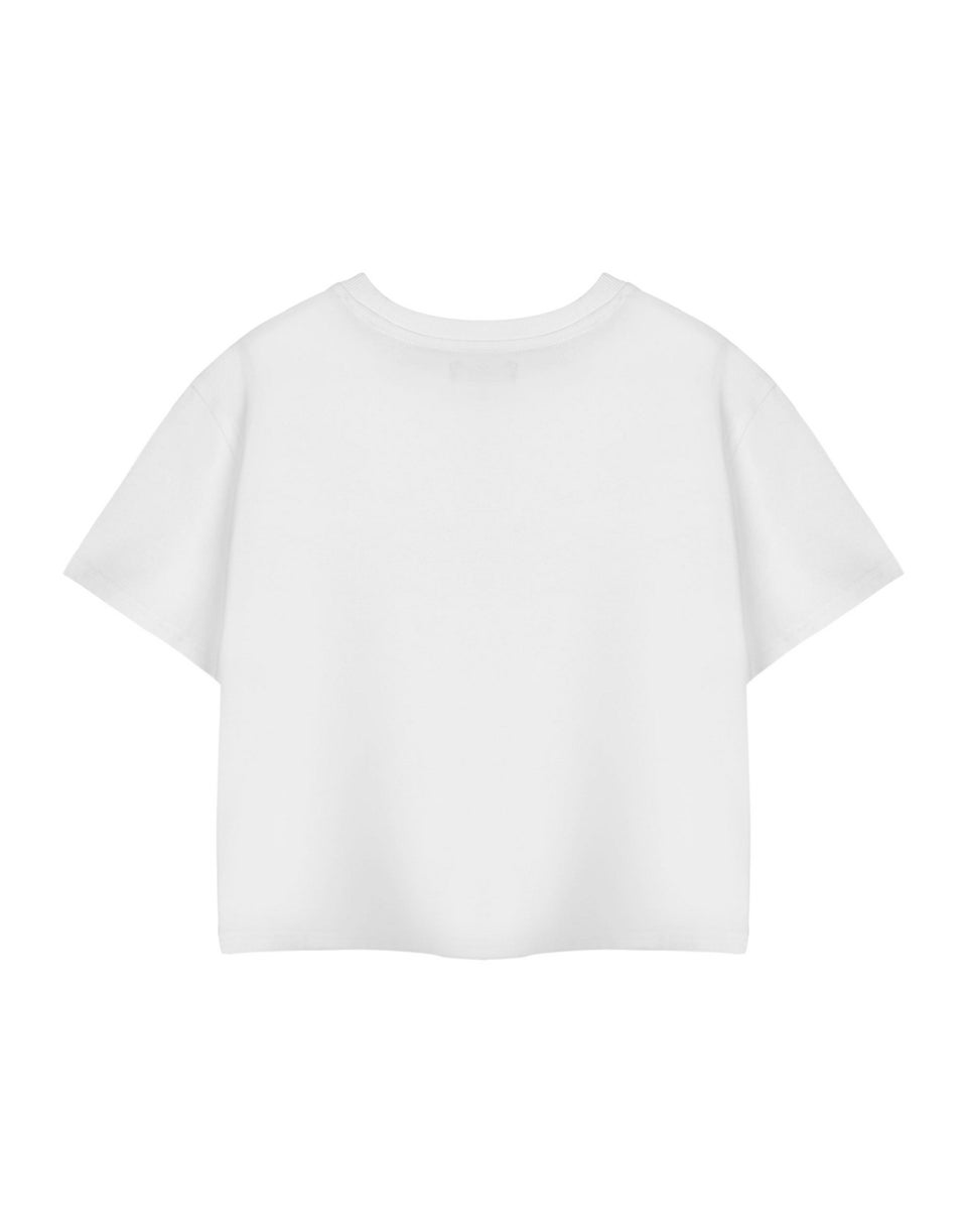 Disney True Original Mickey & Minnie White Cropped Short Sleeved T-Shirt