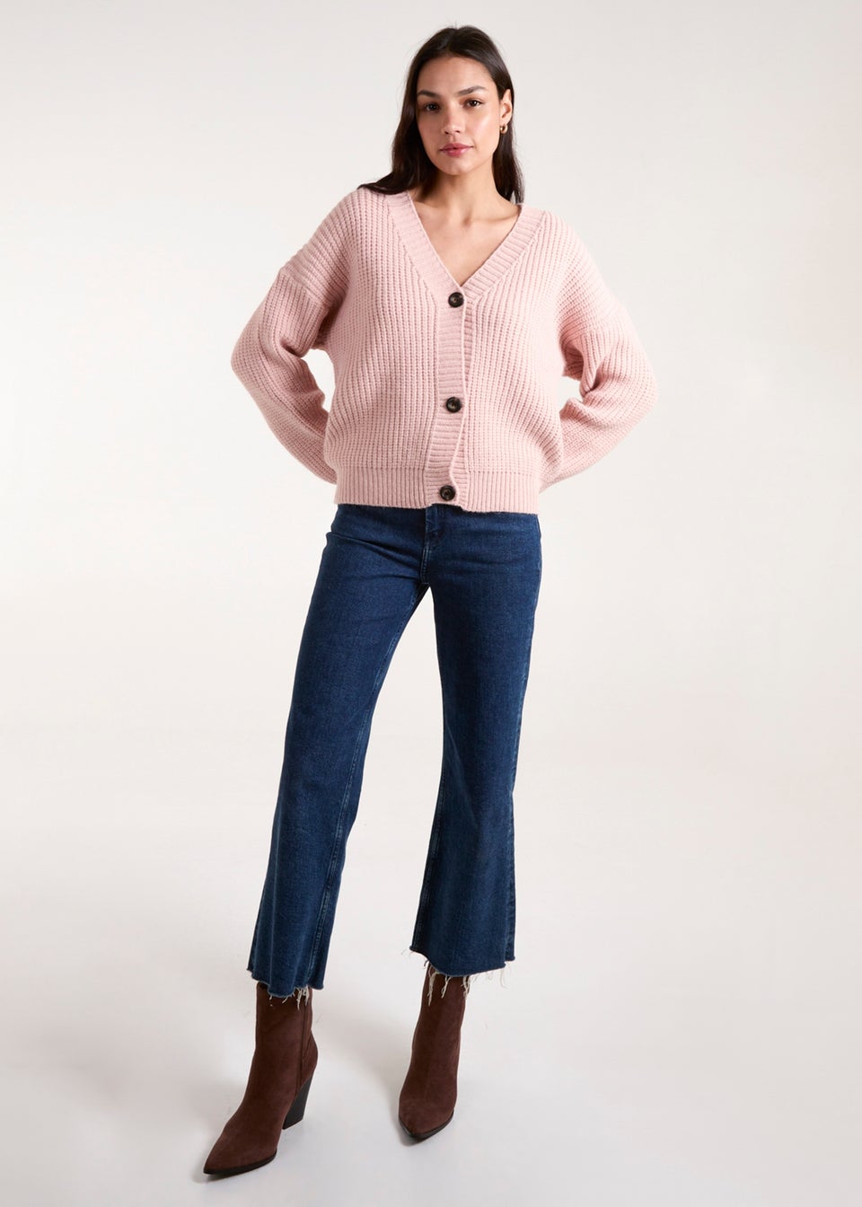 Blue Vanilla Pink Button Front Cardigan