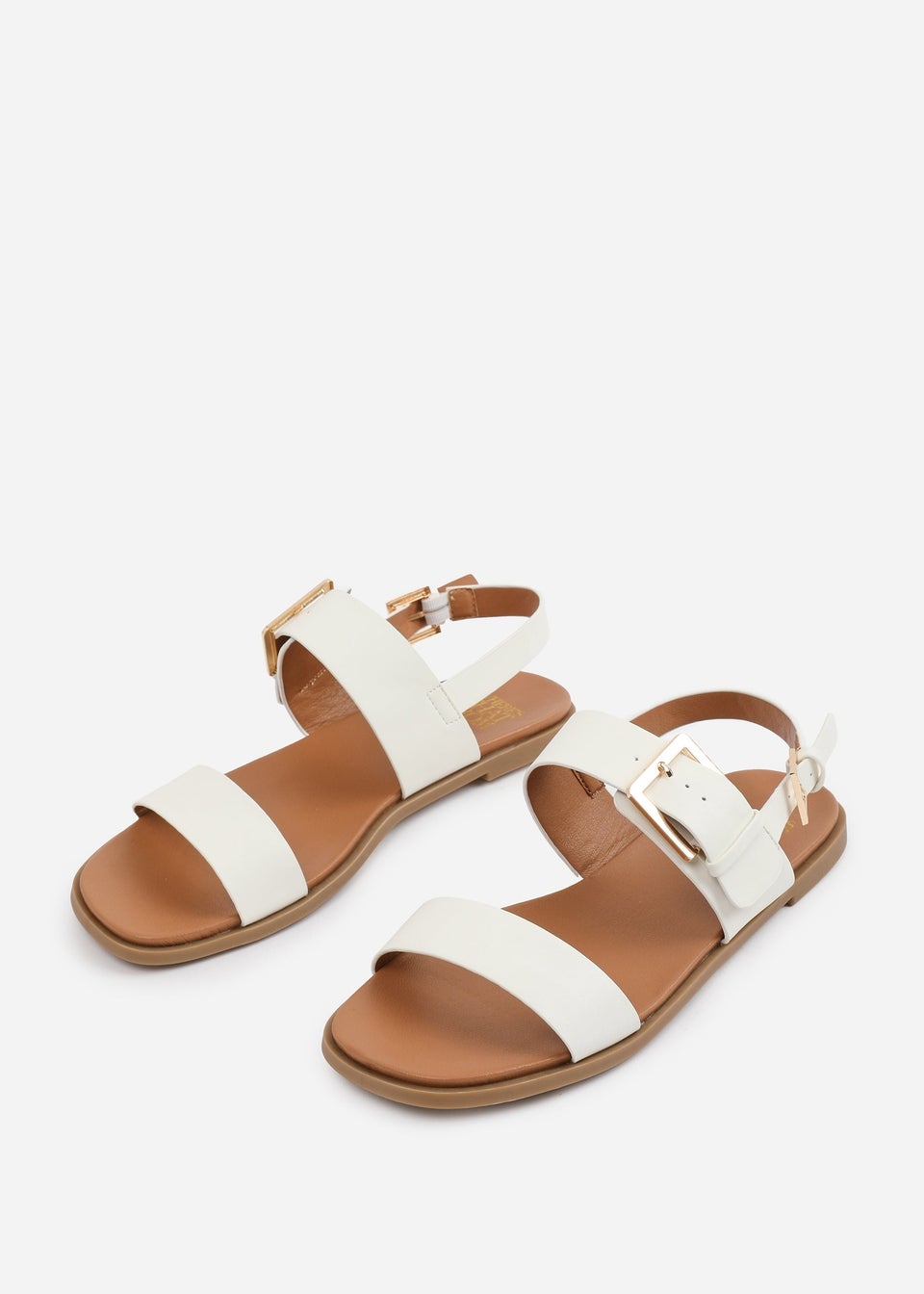 Where's That From Wide-Fit White PU Camilla Classic Flat Sandals