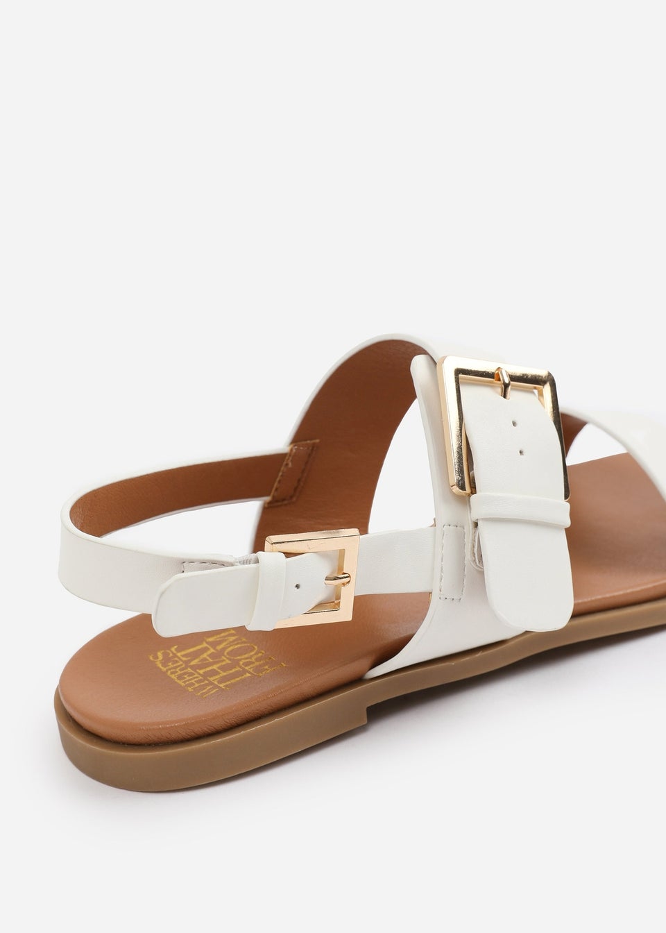 Where's That From Wide-Fit White PU Camilla Classic Flat Sandals