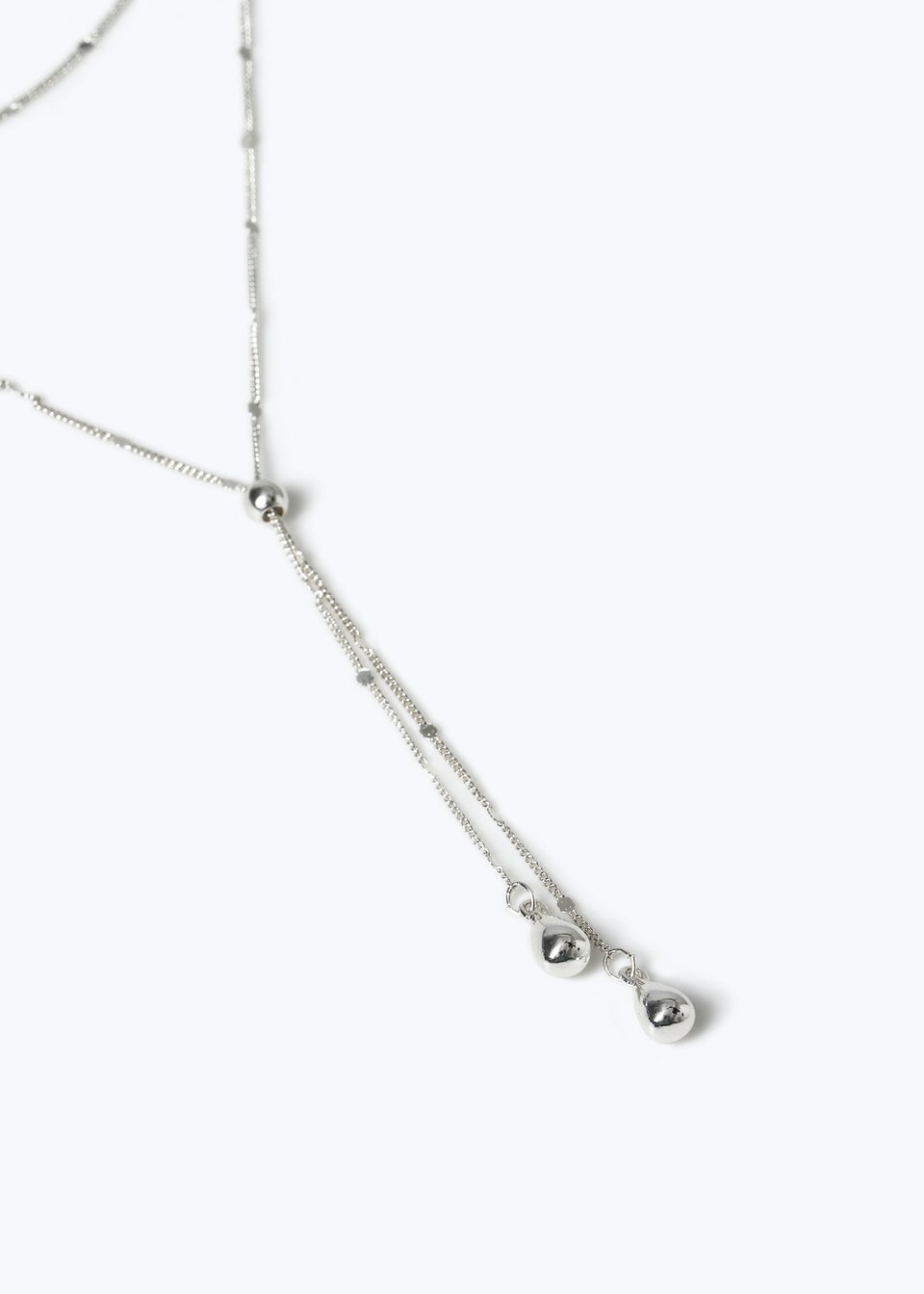 Muse Silver Droplet Lariat Necklace