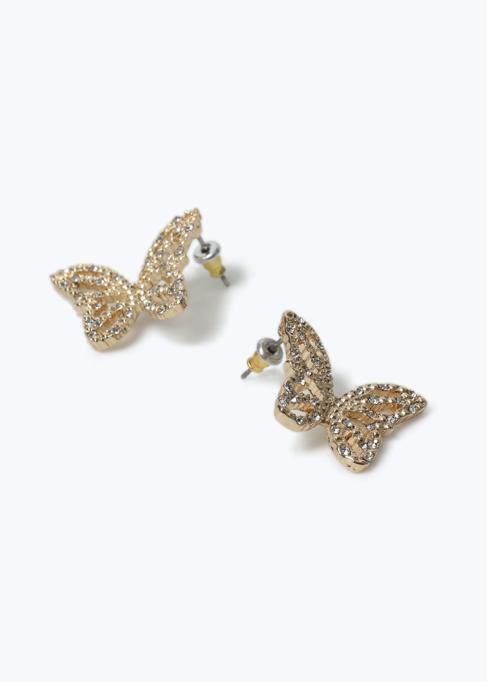 Muse Gold Butterfly Rhinestone Earrings