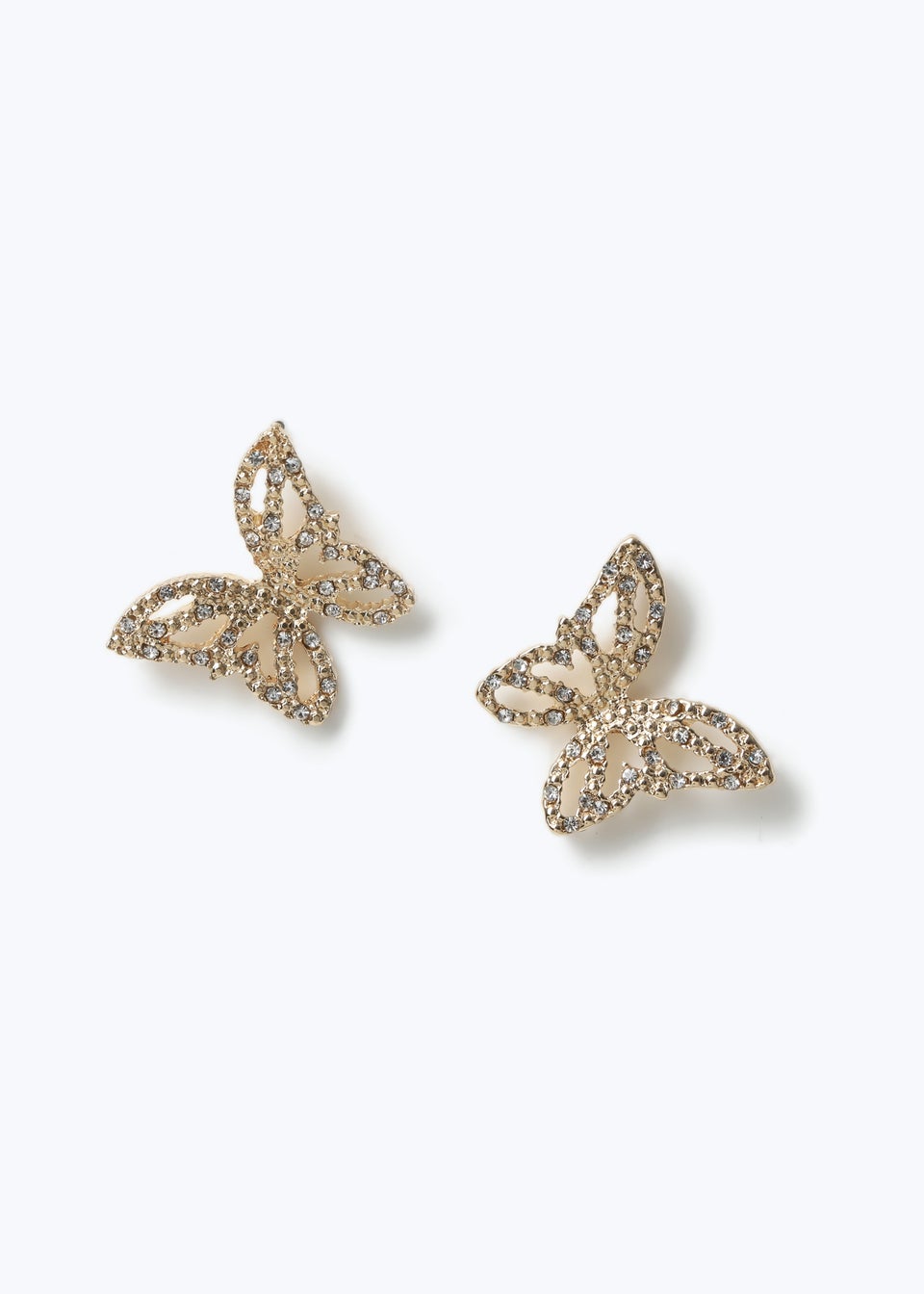 Muse Gold Butterfly Rhinestone Earrings