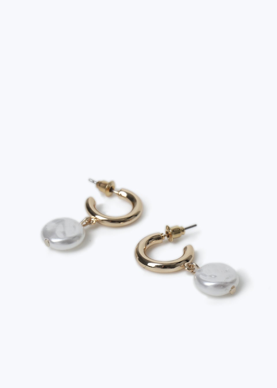 Muse Gold Chunky Hoop & Pearl Drop Earrings