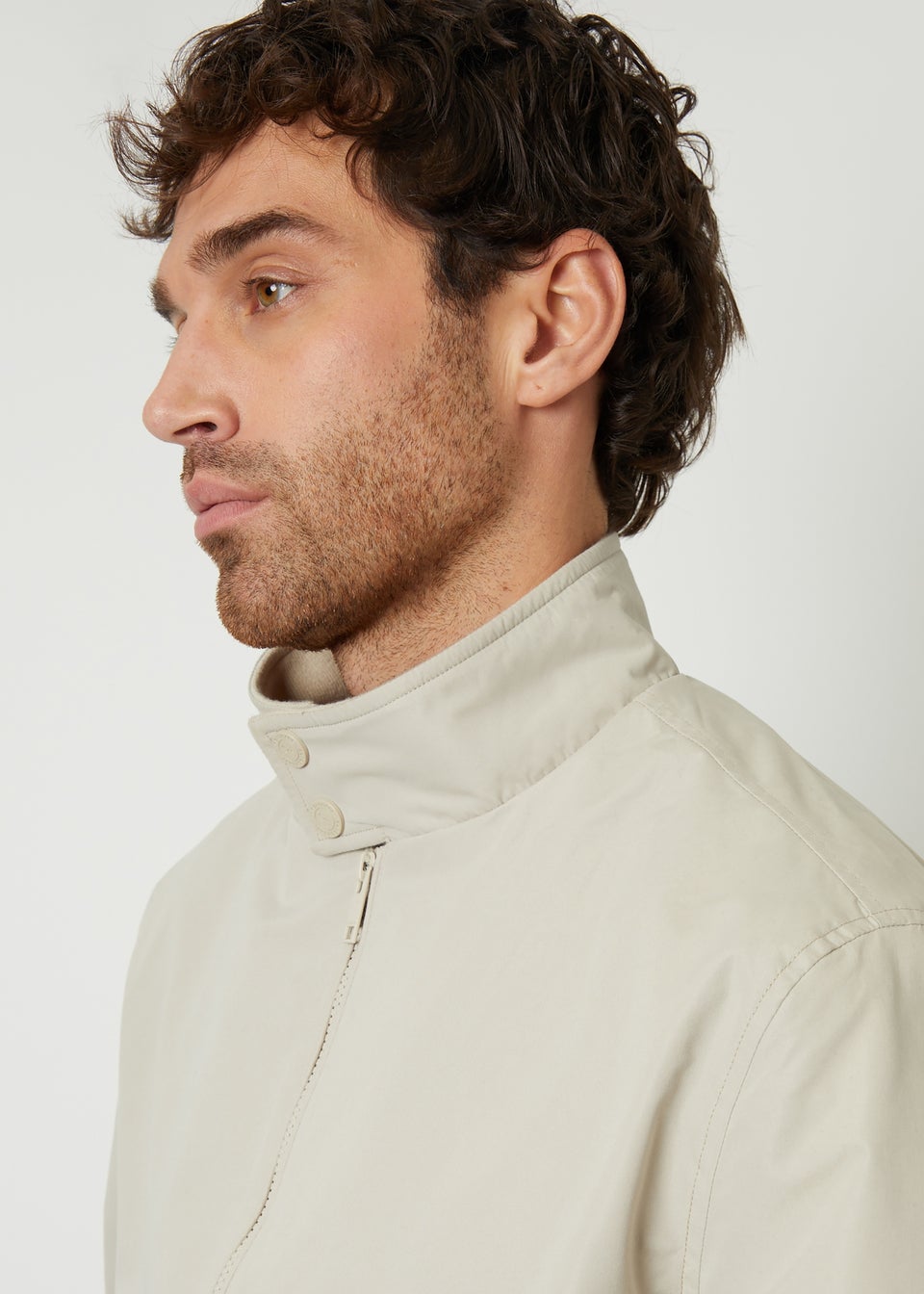 Threadbare Stone Zip Up Harrington Style Jacket