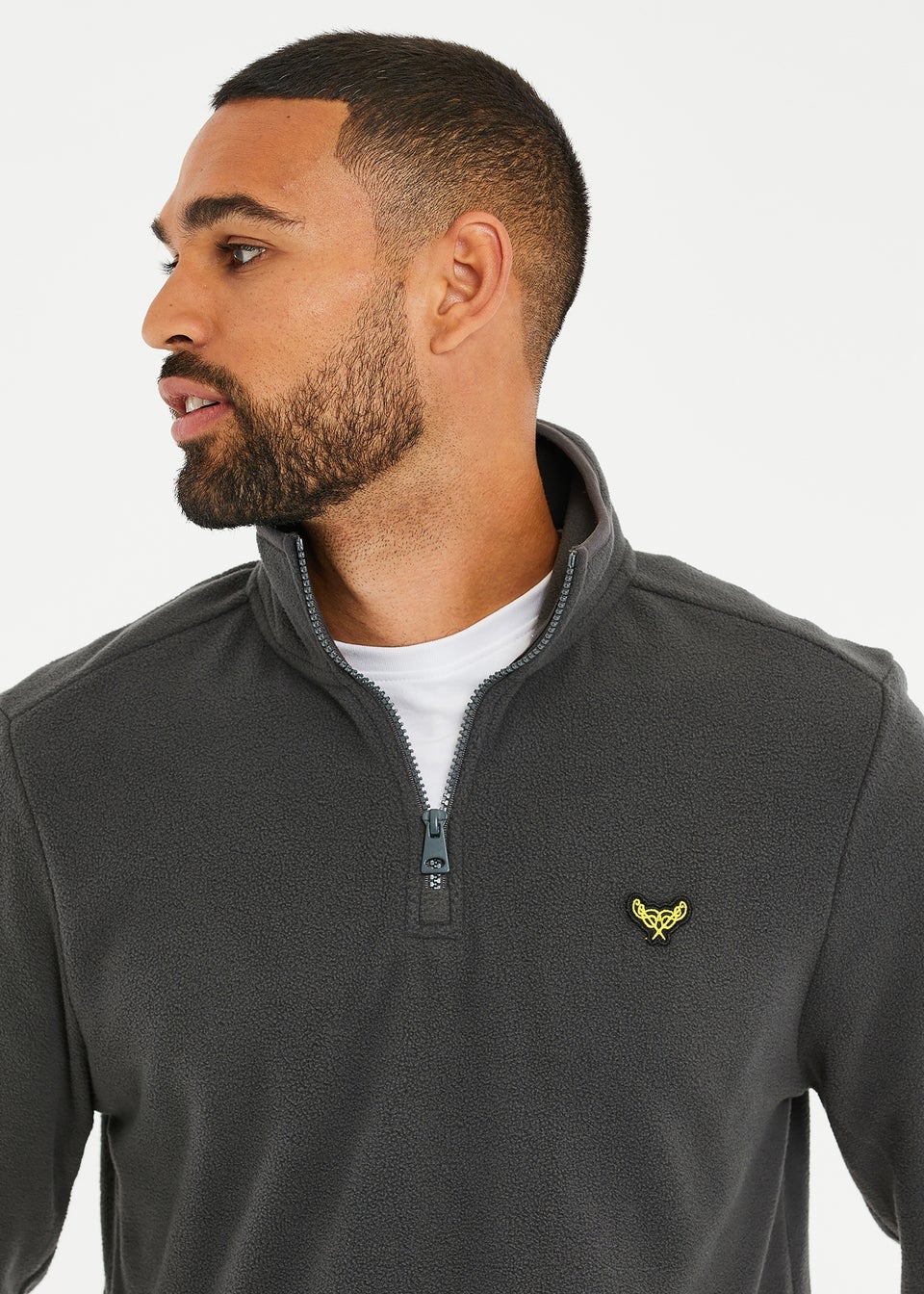 Threadbare Charcoal Blade Quarter Zip Fleece Sweatshirt