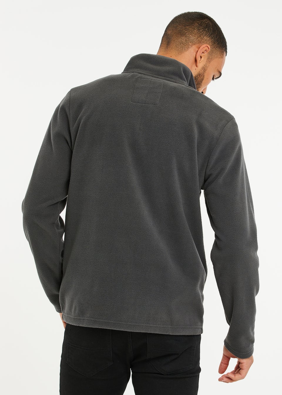 Threadbare Charcoal Blade Quarter Zip Fleece Sweatshirt