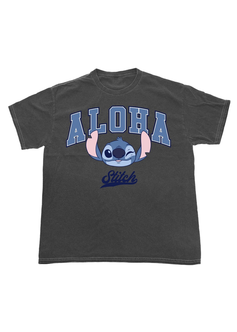Disney Lilo & Stitch Aloha Charcoal Washed Boyfriend Fit T-Shirt