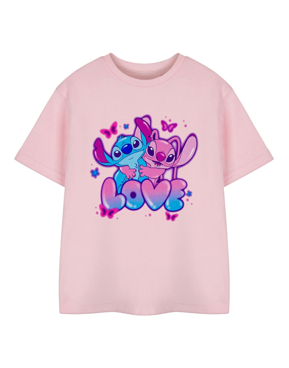 Disney Lilo & Stitch Love Girls Pink T-Shirt (3-14 Years)