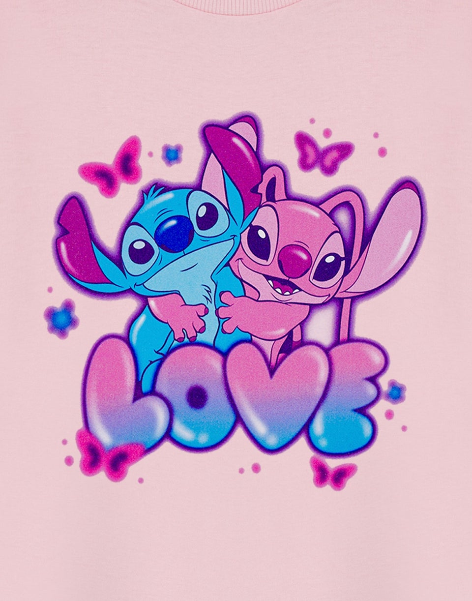 Disney Lilo & Stitch Love Girls Pink T-Shirt (3-14 Years)