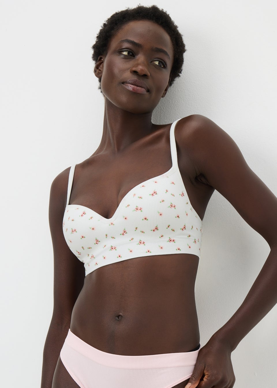 2 Pack Pink Floral Mould Bras