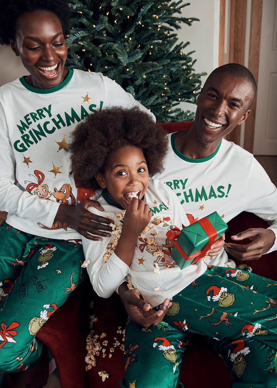 Kids Cream Grinch Family Pyjama Set (4-13yrs)
