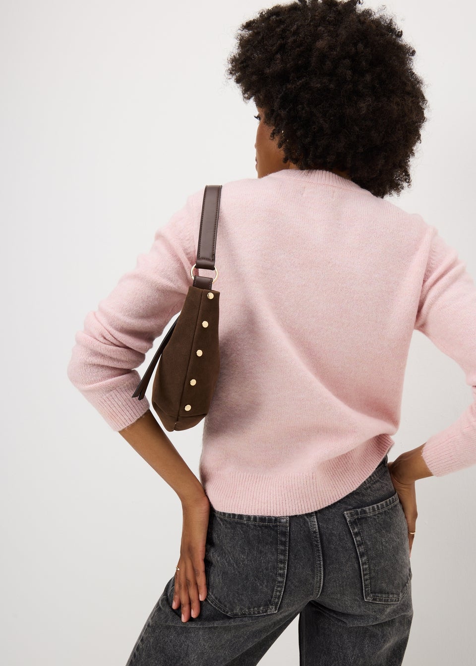 Brown Suede Slouch Bag