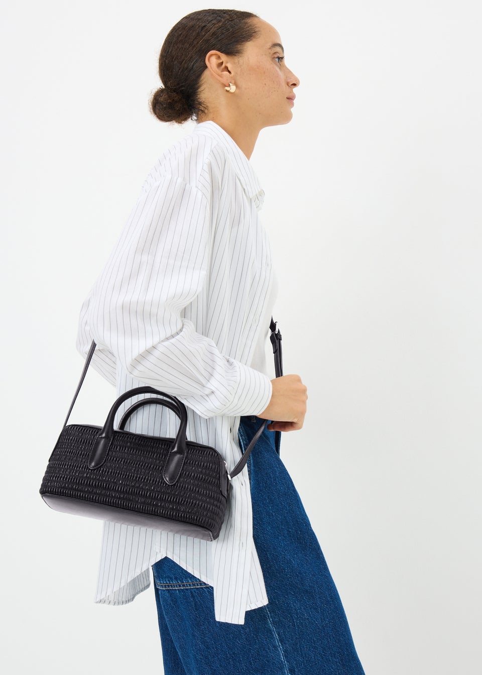Black Faux Leather Mini Tote Bag