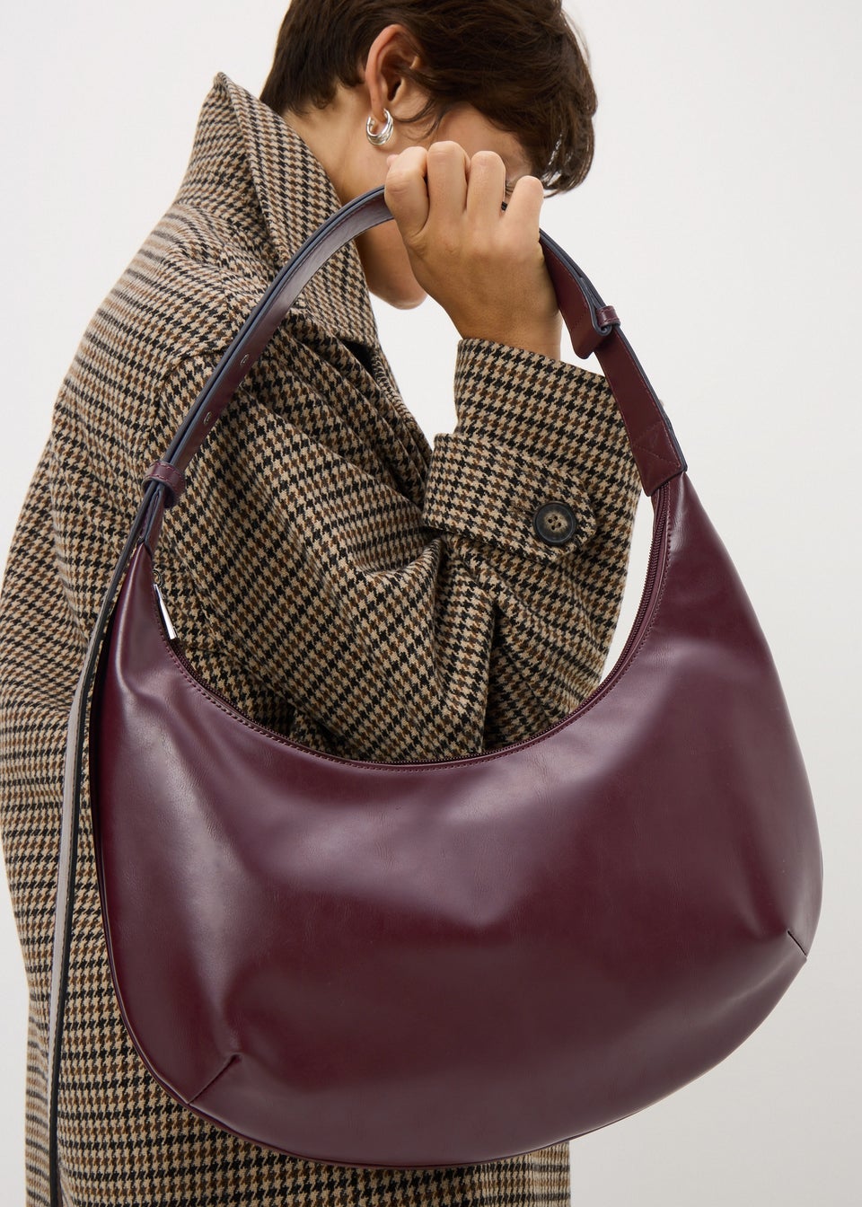 Burgundy Faux Leather Shoulder Bag