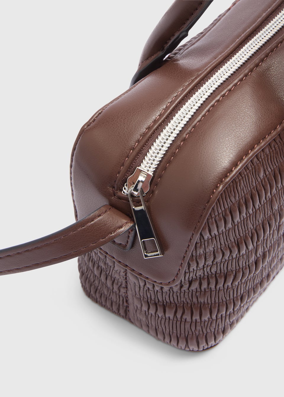 Brown Faux Leather Mini Tote Bag