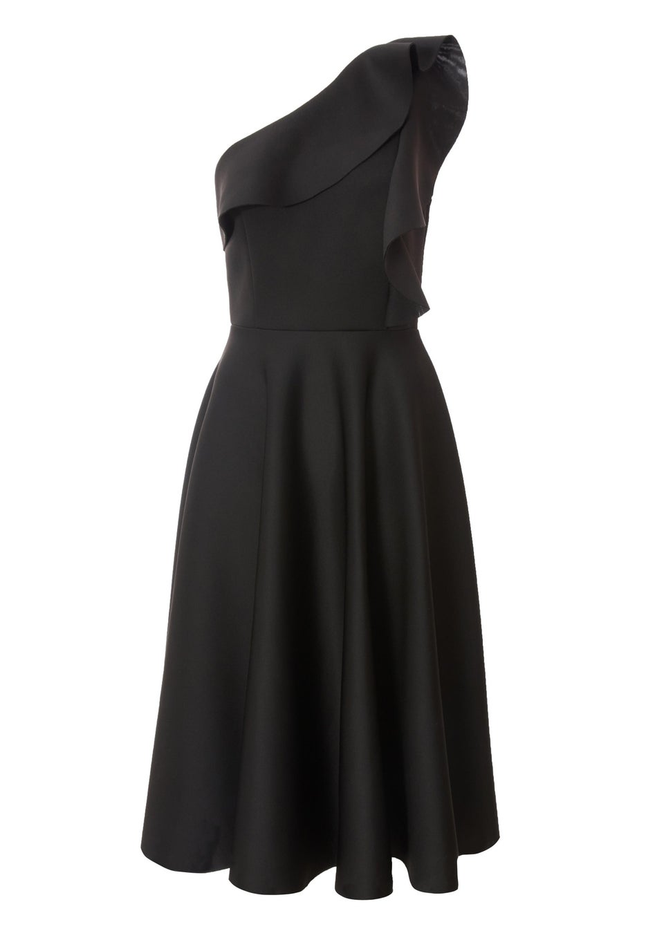Quiz Black One Shoulder Frill Skater Dress