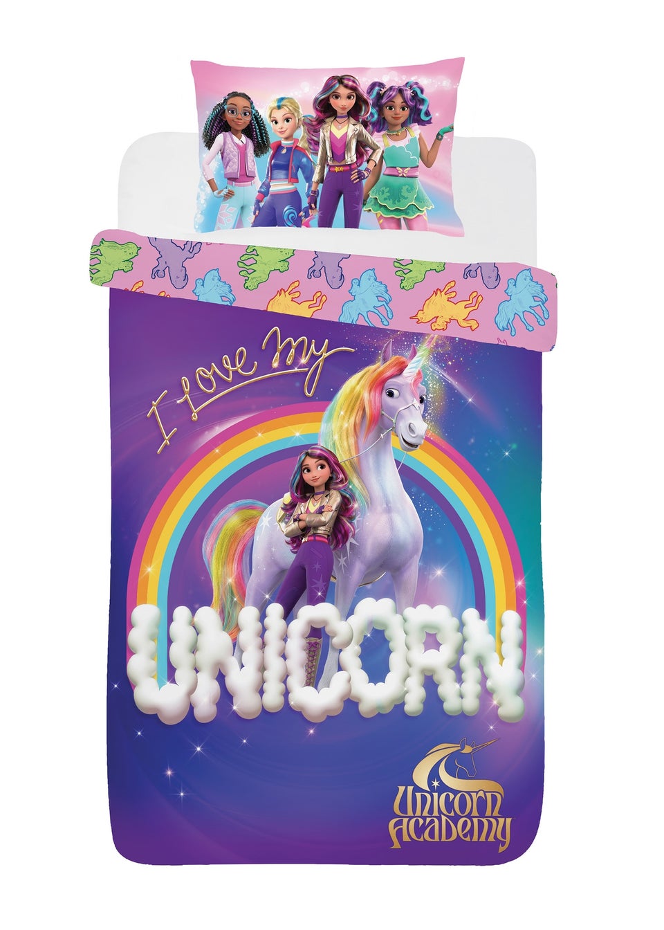 Unicorn Academy Purple Bed Set