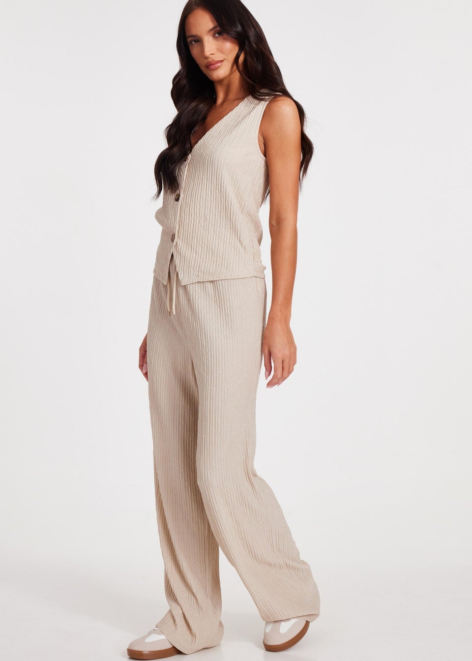 Quiz Stone V Neck Textured Waistcoat