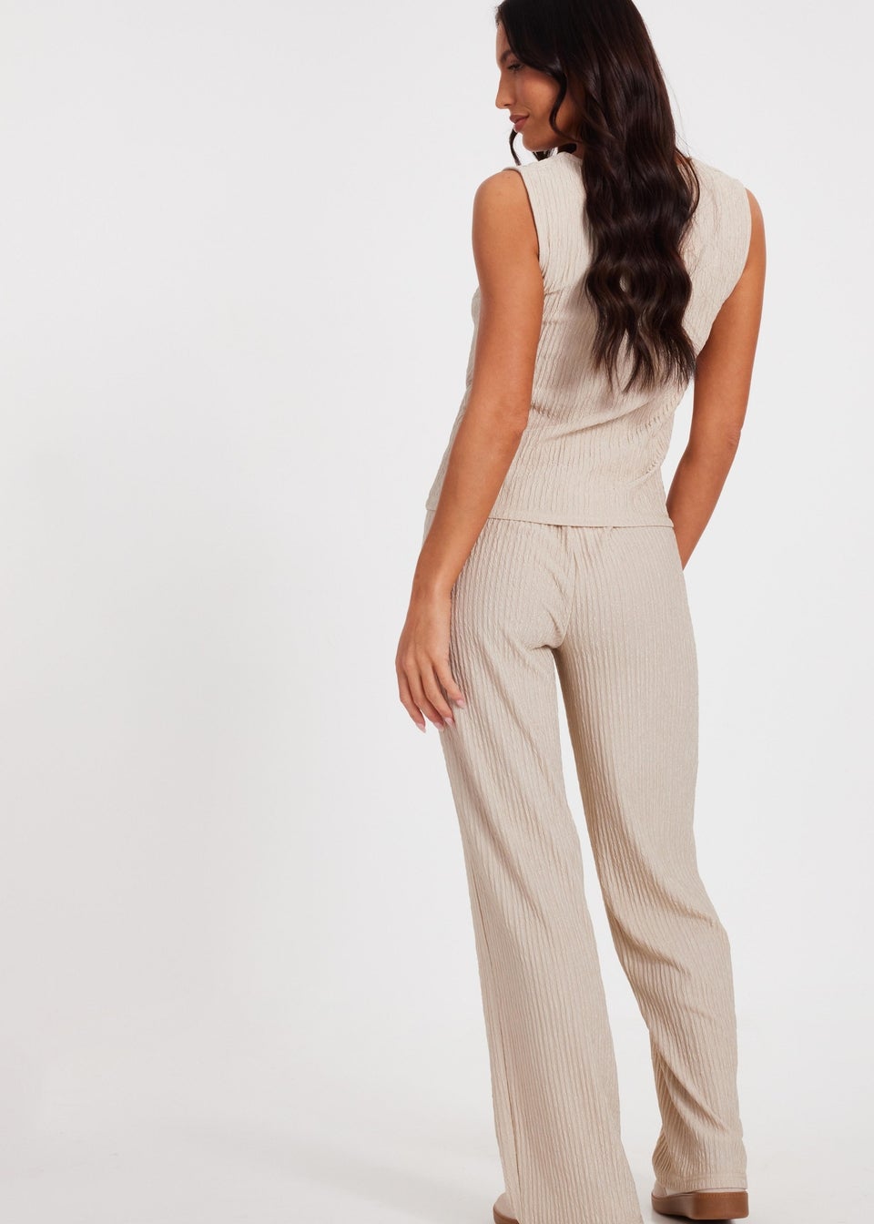 Quiz Stone V Neck Textured Waistcoat