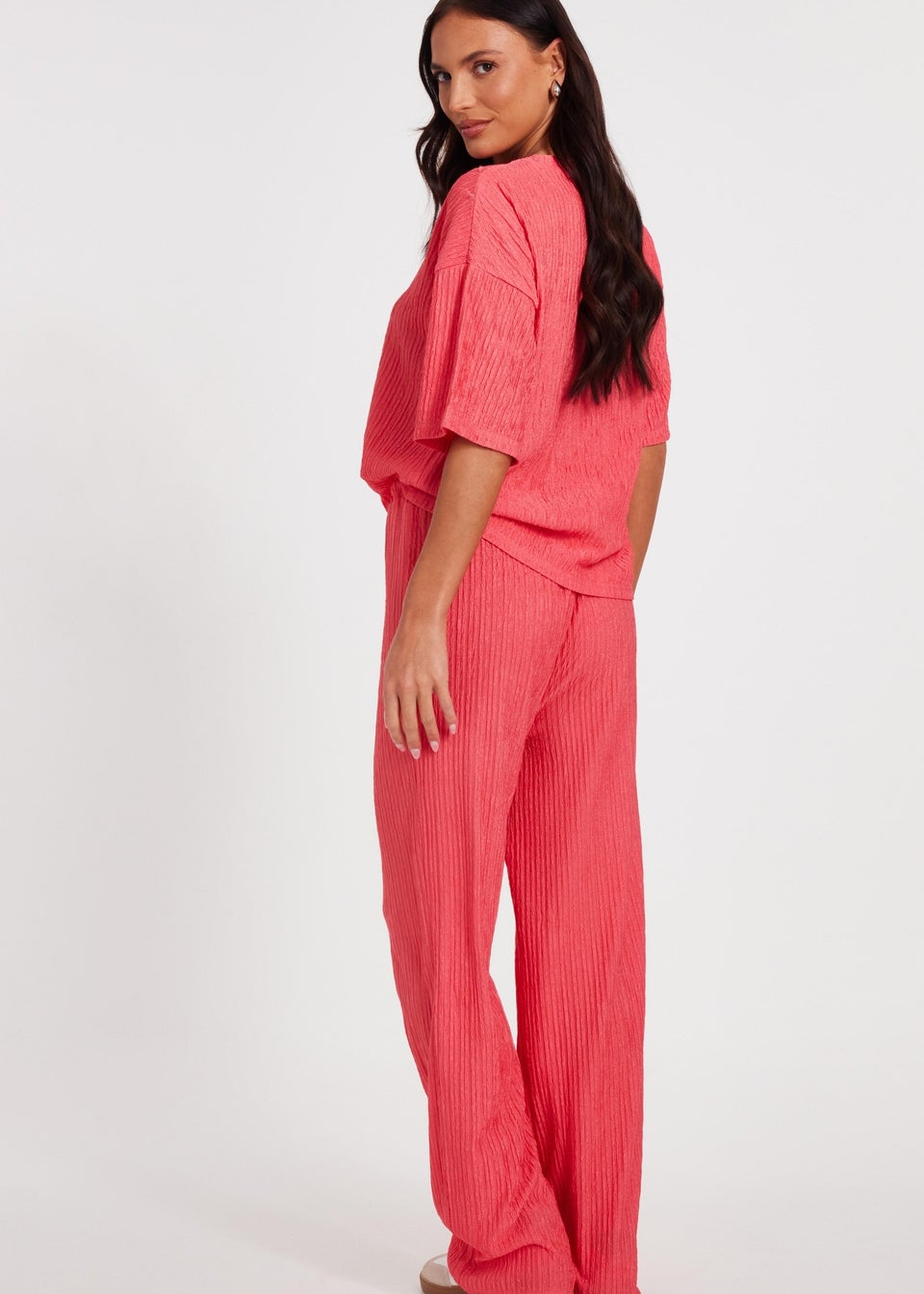 Quiz Orange Textured Palazzo Trousers