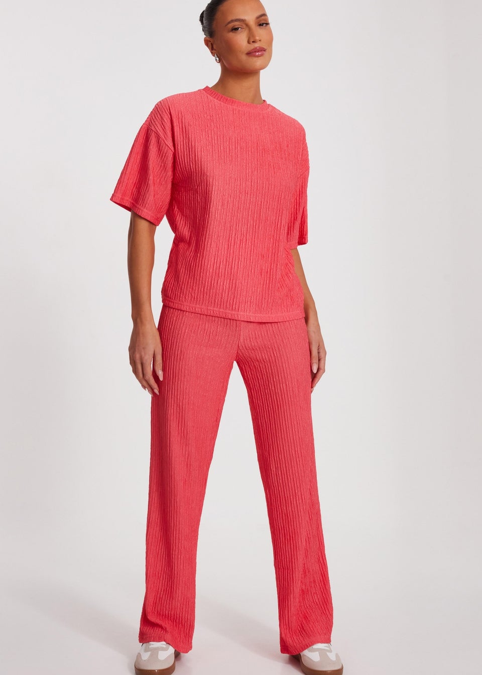 Quiz Orange Textured Palazzo Trousers