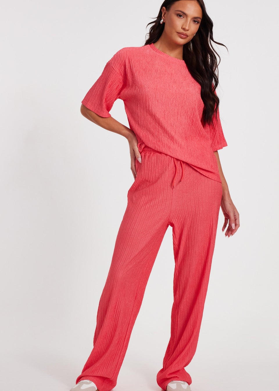 Quiz Orange Textured Palazzo Trousers