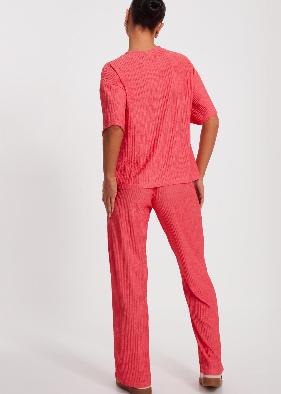 Quiz Orange Textured Palazzo Trousers