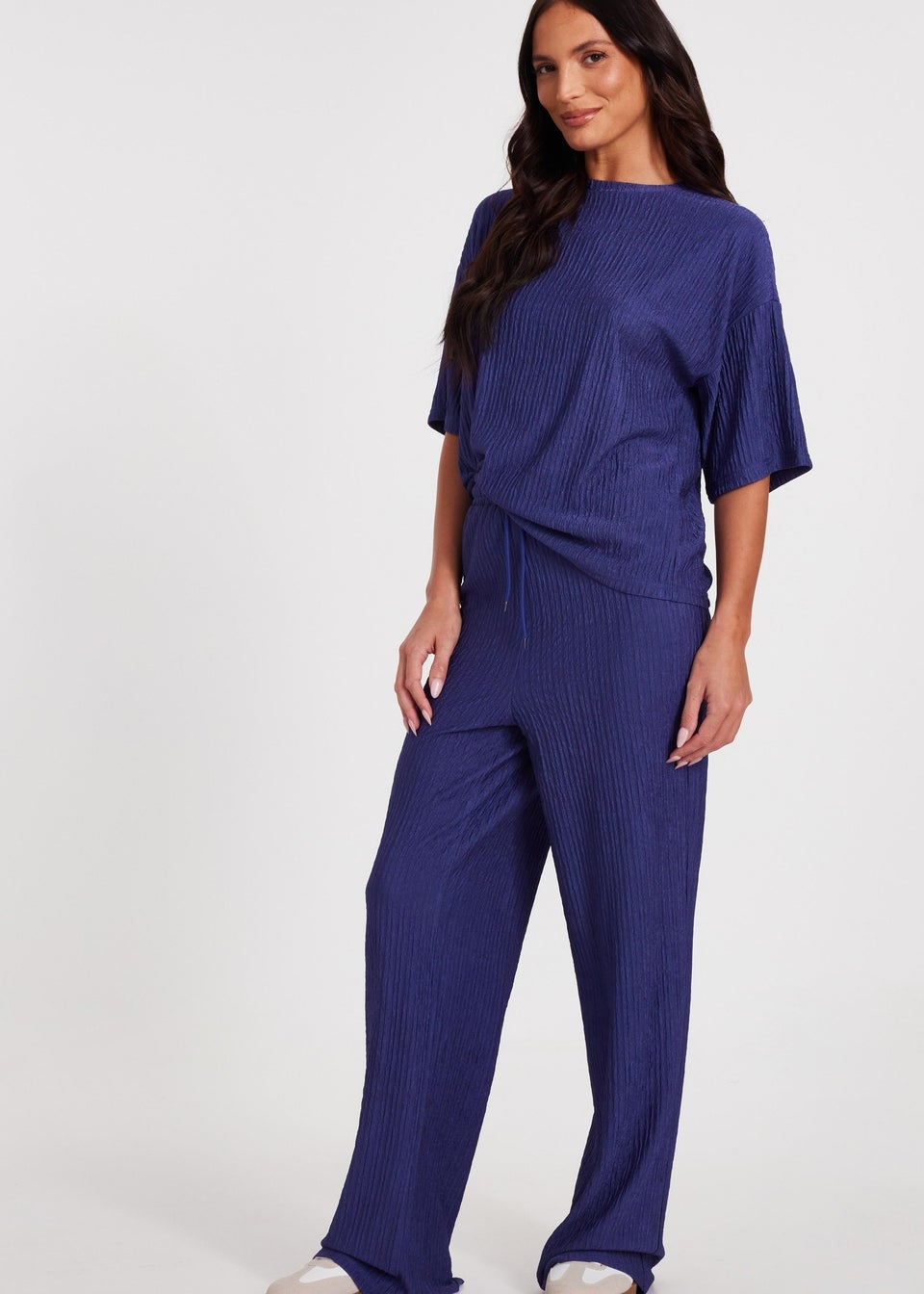 Quiz Blue Textured T-Shirt