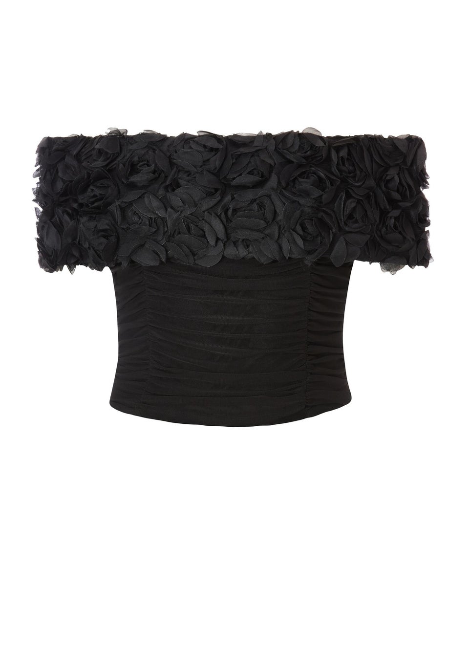 Quiz Black Floral Mesh Top
