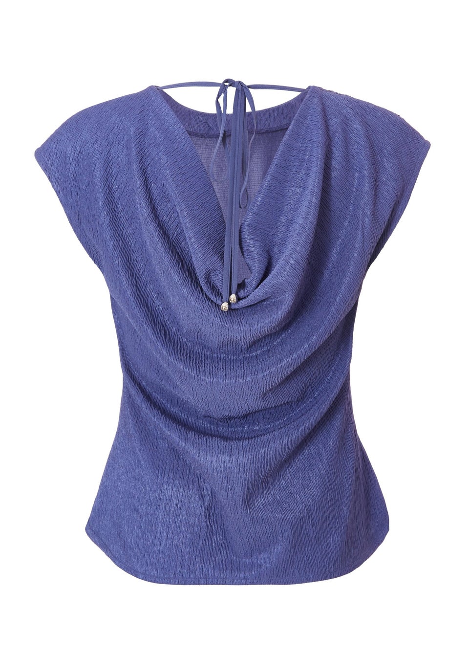 Quiz Indigo Crinkle Satin Cowl Back Top