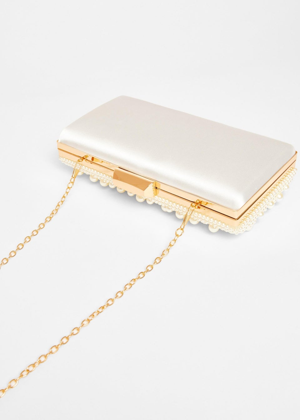 Quiz White Bridal Pearl Box Bag