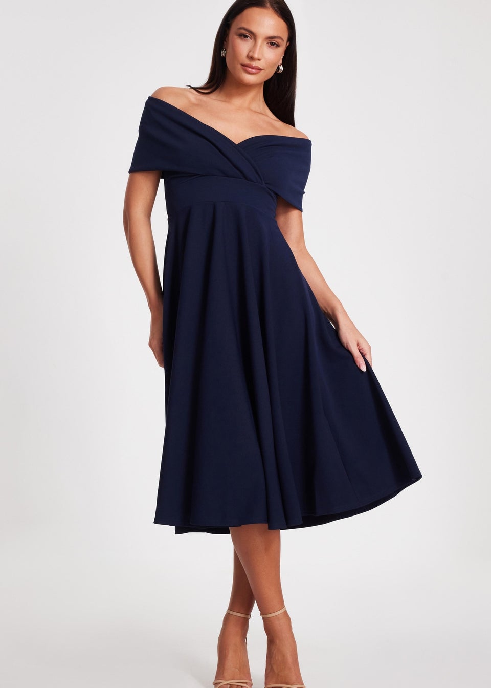 Quiz Navy Bardot Midi Dress