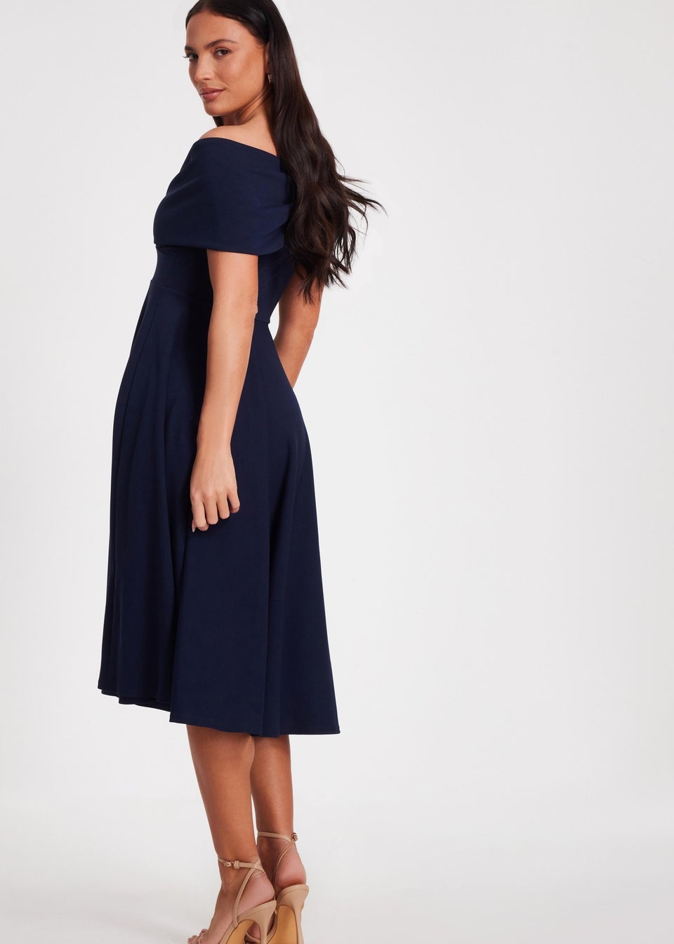 Quiz Navy Bardot Midi Dress