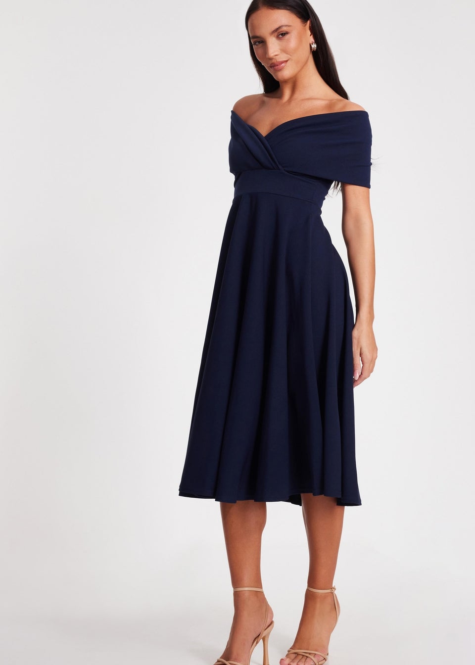 Quiz Navy Bardot Midi Dress