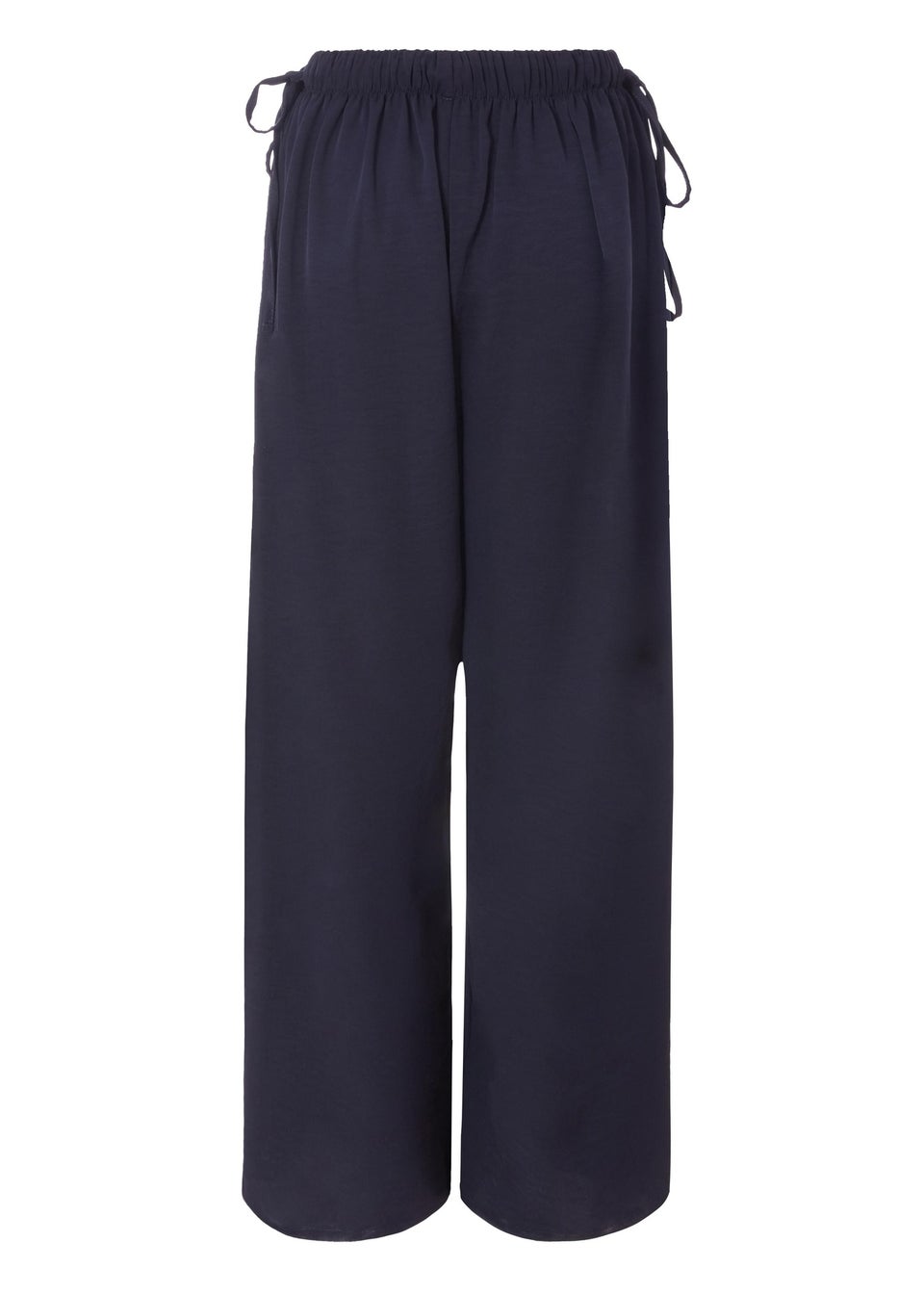 Quiz Navy Tie Waist Palazzo Trousers