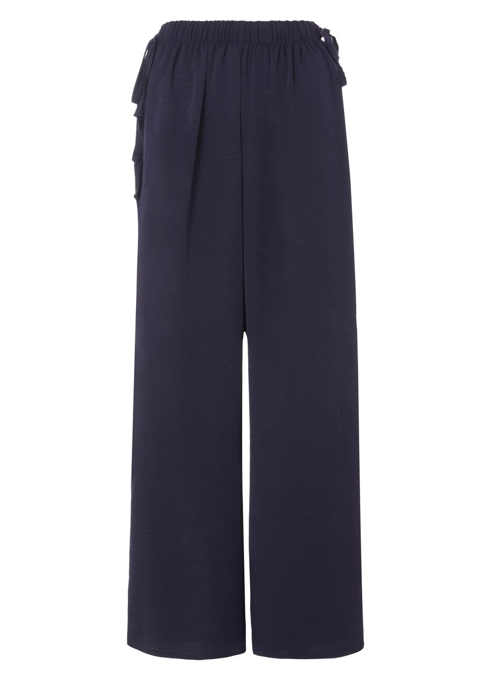 Quiz Navy Tie Waist Palazzo Trousers
