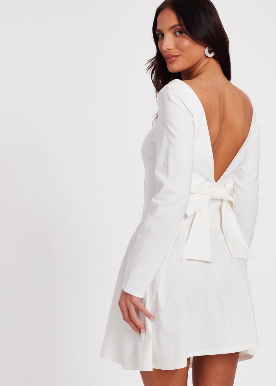 Quiz White Bow Back Skater Dress