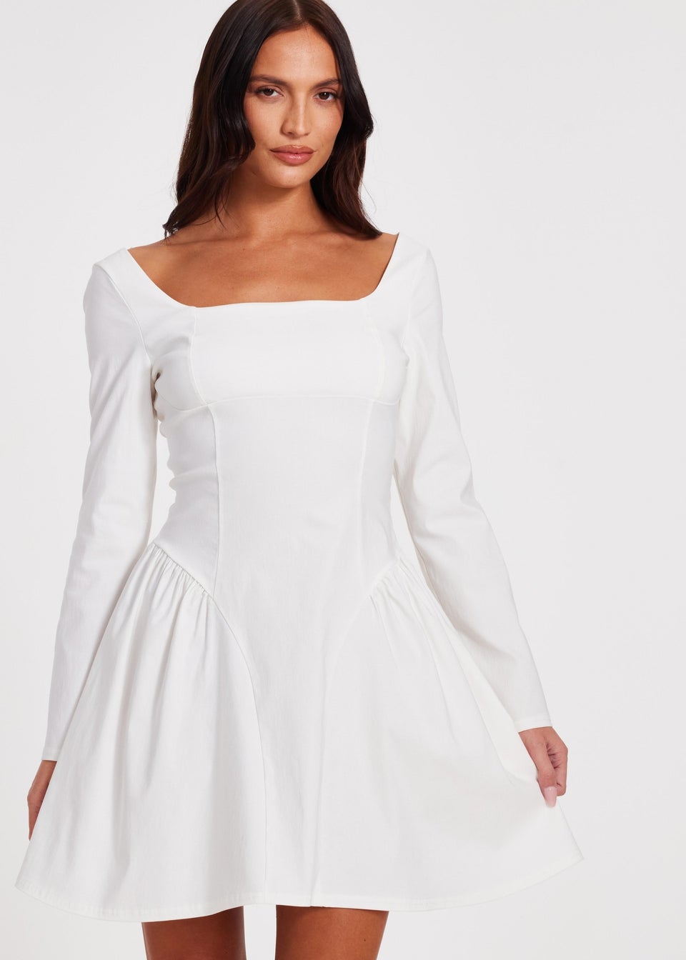 Quiz White Bow Back Skater Dress