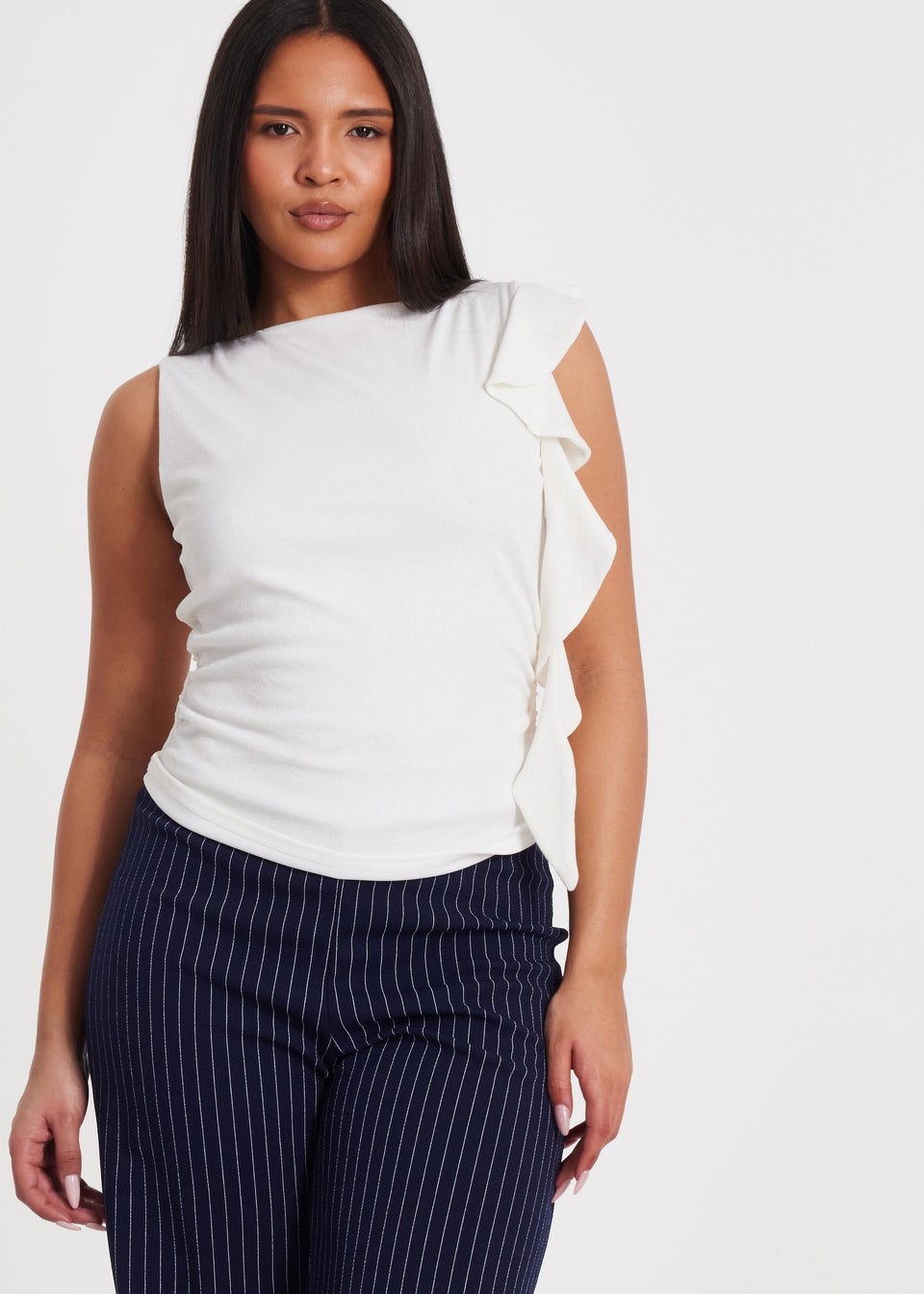 Quiz Cream Frill Detail Top