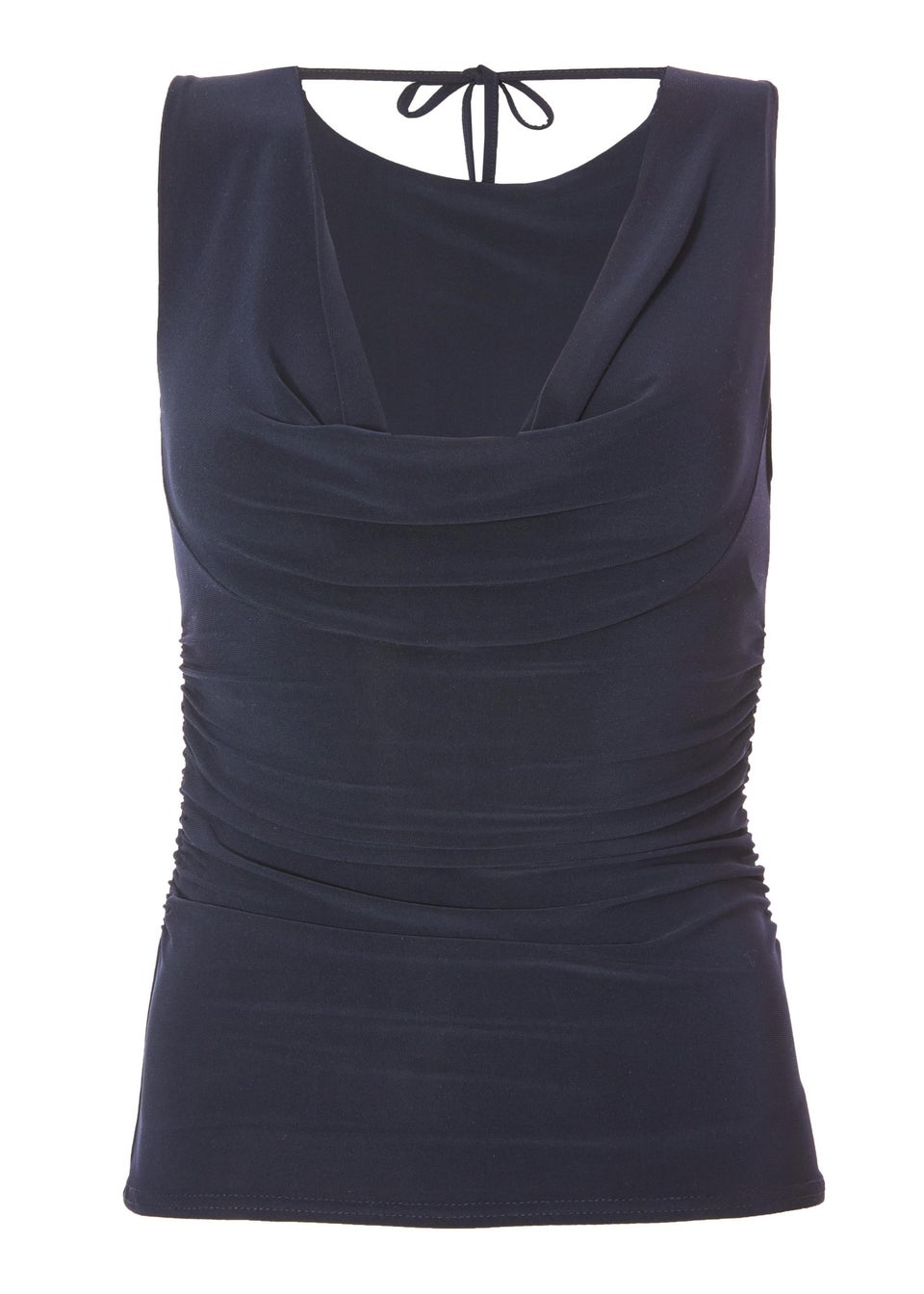 Quiz Navy Drape Back Top