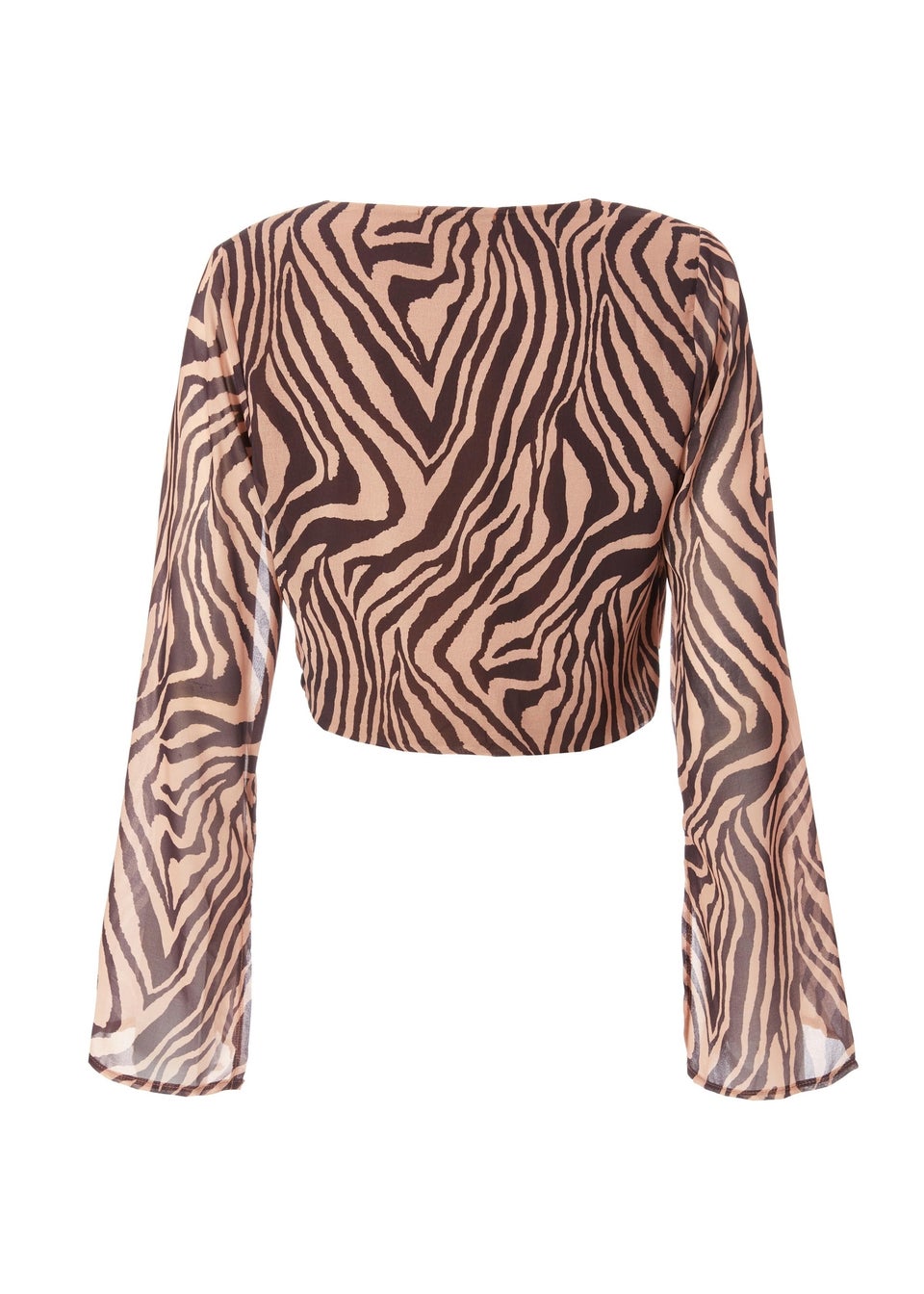 Quiz Brown Chiffon Tiger Print Top