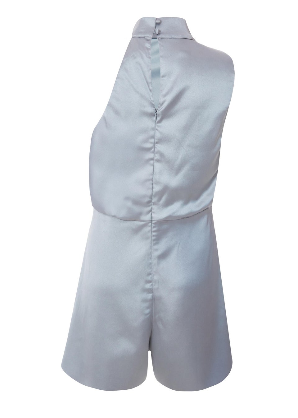 Quiz Grey Satin Asymmetric Playsuit