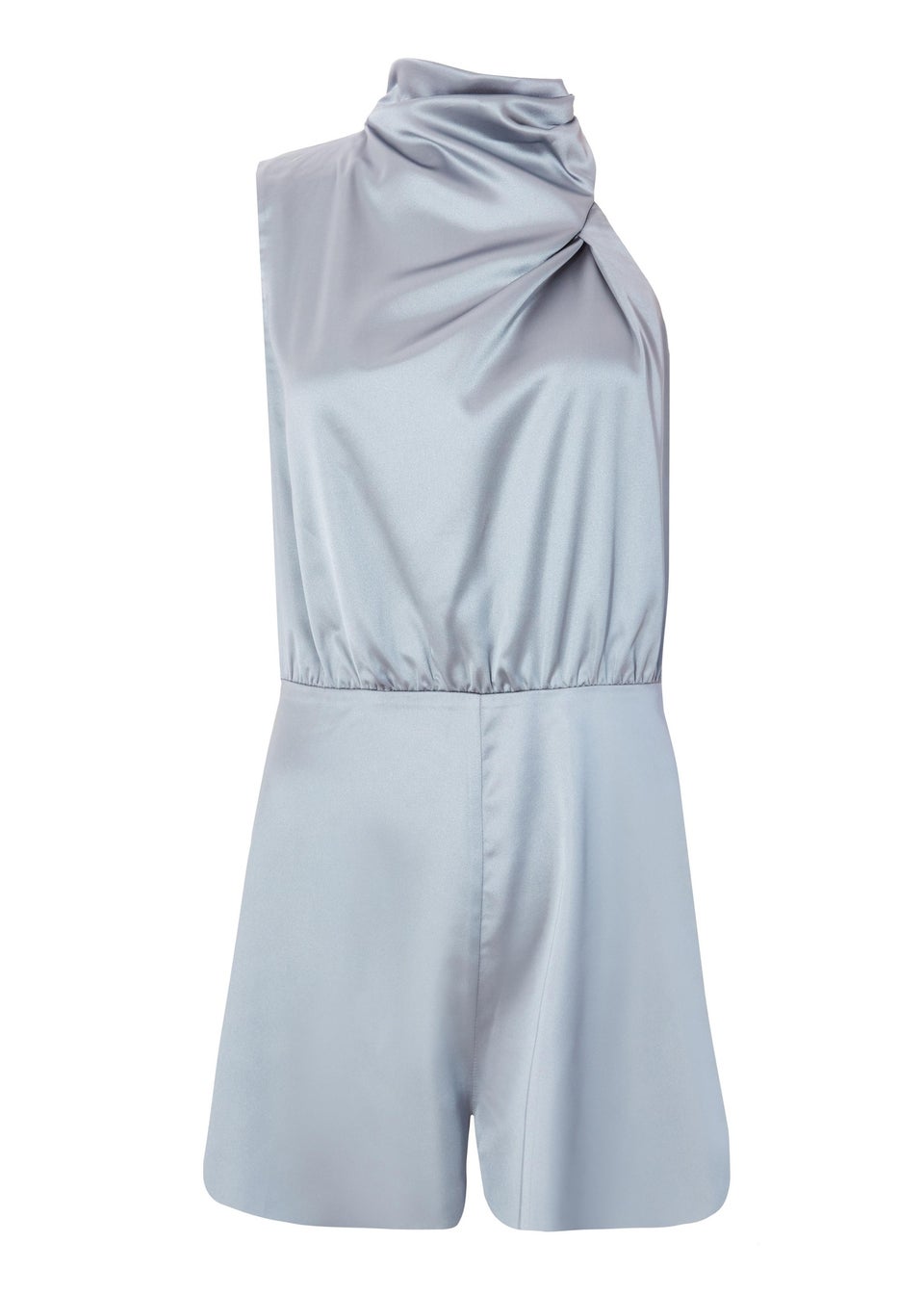 Quiz Grey Satin Asymmetric Playsuit