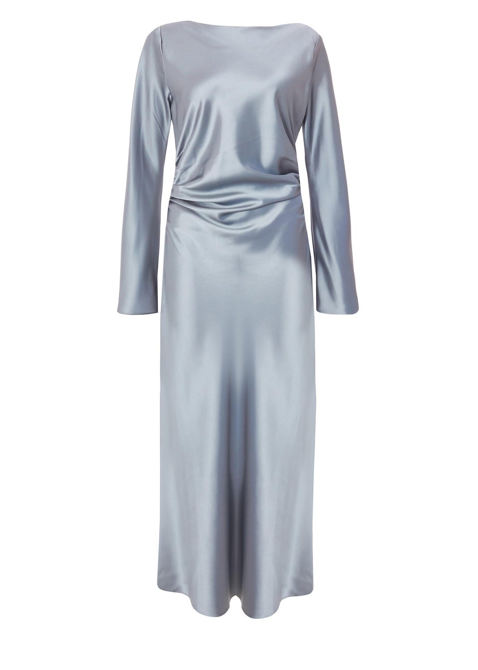 Quiz Grey Satin Ruched Side Midaxi Dress
