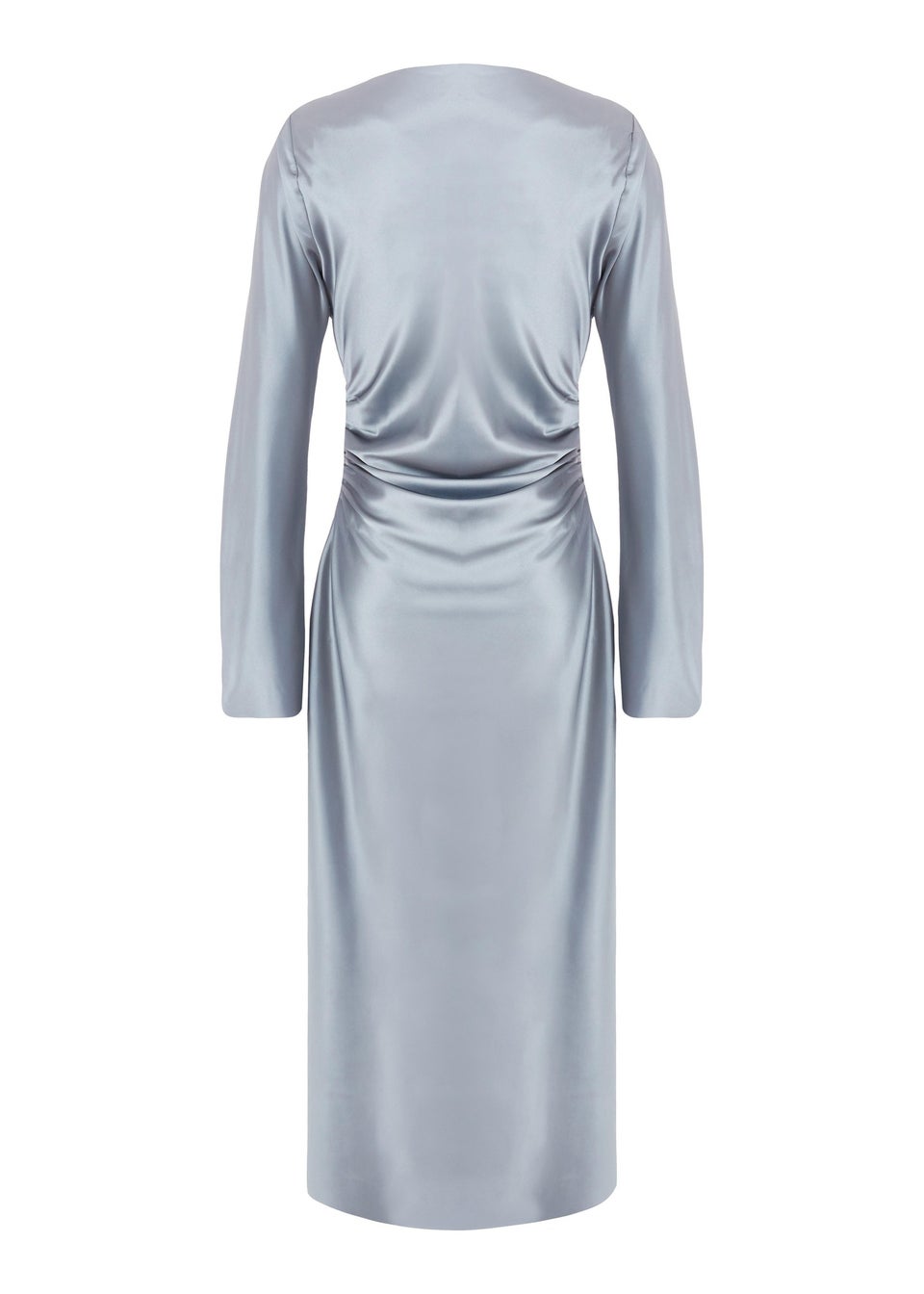 Quiz Grey Satin Ruched Side Midaxi Dress